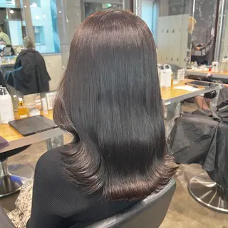 ミディアム カラー ヘアアレンジ 韓国風ベージュ🤎 赤みなし🌿横浜🤎のヘアスタイル