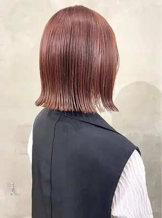 カラー まろみ暖色×ボブ ×chia🕯のヘアスタイル