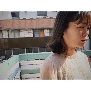 ミディアム カラー パーマ ヘアアレンジ 藤井 菜緒のヘアスタイル