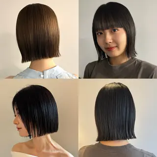 ショート カラー laff 新宿所属・切りっぱなしボブ レイヤー/縮毛矯正のヘアスタイル