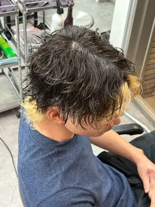 ミディアム カラー パーマ メンズ メンズパーマ特化 🔥韓国ヘア職人🔥のヘアスタイル