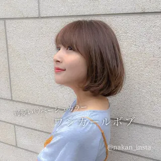 ショート カラー パーマ 顔周りレイヤー/ボブ 銀座✨中野まさひろのヘアスタイル