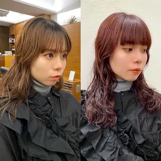 ミディアム カラー パーマ Paddle所属・似合わせレイヤー/ レイヤーパーマ/高倉のヘアスタイル