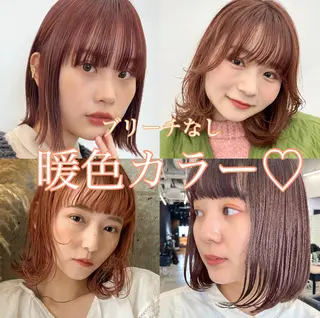セミロング カラー 暖色/艶髪/ボブ/ ショート/Ayaのヘアスタイル