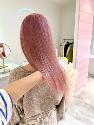 ロング カラー 🎀ダブルカラー/ ピンク×ガーリー🎀のヘアスタイル