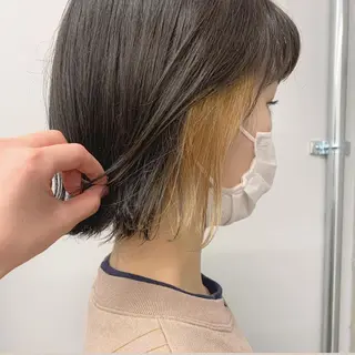 ミディアム カラー 透明感/オリーブ/ グレージュ/YUKAのヘアスタイル