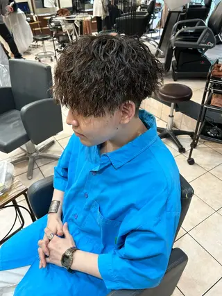 ミディアム パーマ メンズ 大阪/梅田/シャドウ パーマ/ノボリユウタのヘアスタイル