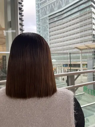 セミロング パーマ k-twoたき✨艶感 カラー／美髪矯正のヘアスタイル