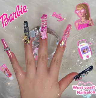 ネイル リボン、ガーリー パーツ放題専門店のネイルデザイン