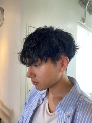 ショート パーマ メンズ レイヤーボブ/ 艶カラー/サナ🌼のヘアスタイル