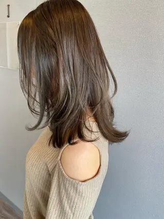 ミディアム カラー 似合わせカラーパーマ 🌿kitin米川のヘアスタイル