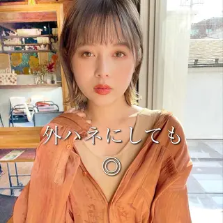 ミディアム カラー 結べるレイヤーボブ くびれLady表参道のヘアスタイル