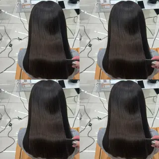 セミロング 髪質改善× ハイライト溝江のヘアスタイル