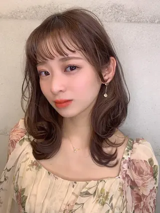 ミディアム カラー 透明感/オリーブ/ グレージュ/YUKAのヘアスタイル