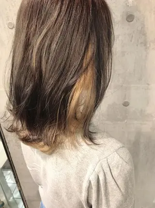 ミディアム カラー 髪質改善ｶﾗｰ ｹｱﾌﾞﾘｰﾁ/ﾀﾑのヘアスタイル