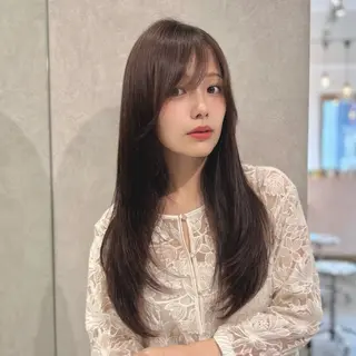 ロング カラー パーマ ヘアアレンジ メンズ キッズ 新宿/小顔レイヤー/ 顔まわり/西慶太朗のヘアスタイル