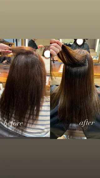 ロング 暖色カラー/ ストレート/くるみのヘアスタイル