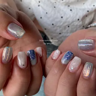 ネイル amuse 手書きニュアンスのネイルデザイン