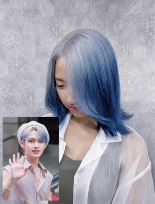 ミディアム カラー ヘアアレンジ 韓国レイヤーカット/ 儚げカラーチナツのヘアスタイル