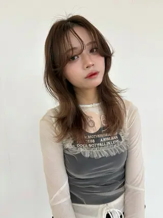 ミディアム カラー 🎀優姫 🎀  韓国レイヤーのヘアスタイル