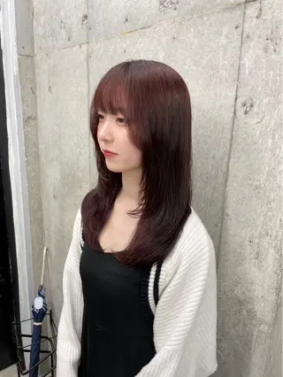 セミロング カラー 角田 萌夏のヘアスタイル