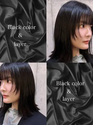 ミディアム rina似合わせ レイヤー韓国カラーのヘアスタイル