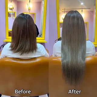 ロング シール＋ちび編み込み エクステ梅田🐨のヘアスタイル