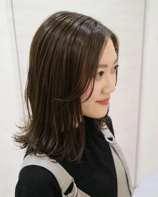 セミロング カラー 斉藤 貴也のヘアスタイル