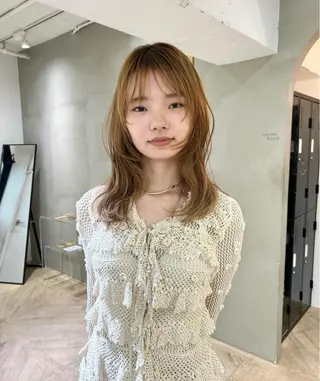 セミロング カラー レイヤーカット🐩 透明感カラー モカのヘアスタイル