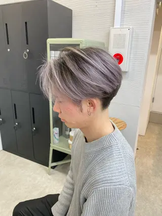 ショート カラー メンズ ハイライト、レイヤー カット/西梅田/中西のヘアスタイル