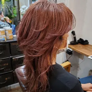 セミロング カラー フリーランス所属・韓国ヘア レイヤー くびれヘアMATSUのヘアスタイル