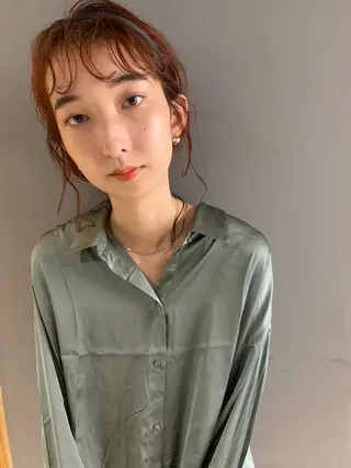 ミディアム ヘアアレンジ パーマ カラー CEINE+ officialのヘアスタイル