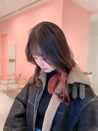 ミディアム カラー 韓国ヘア/レイヤー/ 顔まわり/りょーとのヘアスタイル