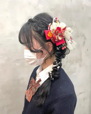 ロング ヘアアレンジ 【ピンク/韓国ヘア/ ヘアセット】亜海のヘアスタイル