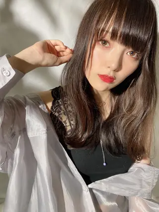 セミロング カラー 新宿✨顔周りカット 韓国ヘア/坂本亜裟海のヘアスタイル