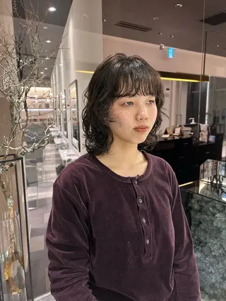 ミディアム パーマ 中原 優美のヘアスタイル