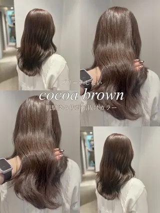 セミロング カラー 髪質改善カラー ブラウン🤎YUMEのヘアスタイル