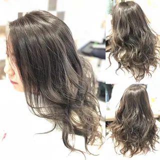 セミロング カラー 上村 将人のヘアスタイル