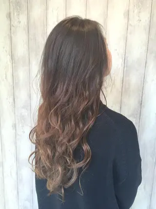 ロング カラー パーマ ヘアアレンジ 韓国ヘア✨グレージュ カラーasamiのヘアスタイル