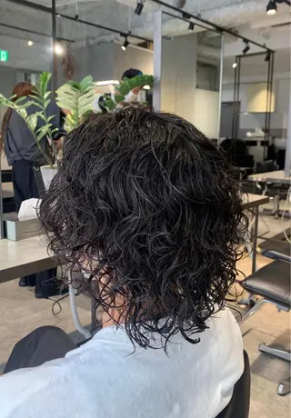 ミディアム パーマ 園田 将士のヘアスタイル