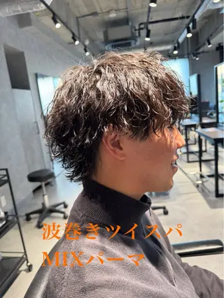 ミディアム Mens  Salon stud.所属・川畑 大地/波巻きパーマのヘアスタイル
