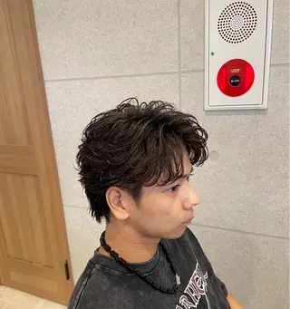 パーマ メンズ 宮之本 峻也のヘアスタイル