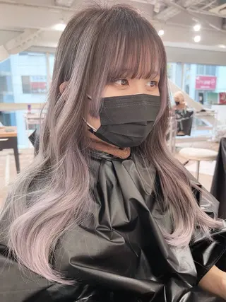 セミロング カラー 前髪/顔まわりカット 艶髪/髪質改善/縮毛のヘアスタイル