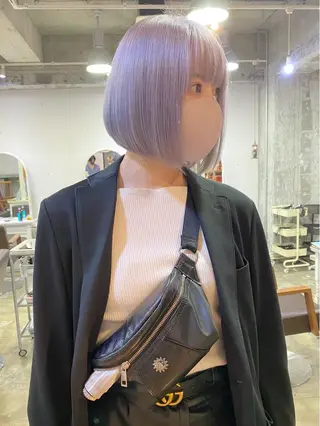 ミディアム カラー Piaコータロー ハイトーン&‪ボブのヘアスタイル