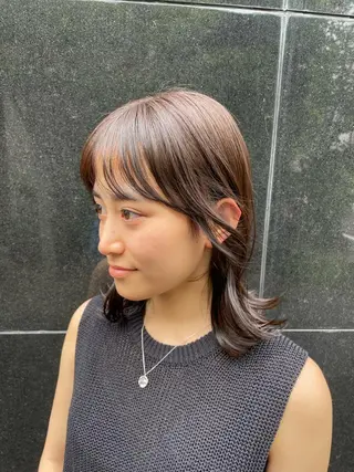ミディアム カラー yu-kaハッシュ カット/韓国レイヤーのヘアスタイル