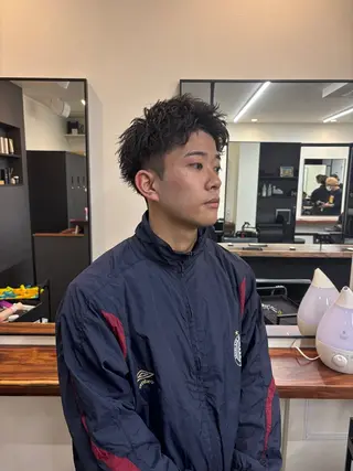 パーマ メンズ スパイキーパーマ 柏NO1 藤本葉のヘアスタイル