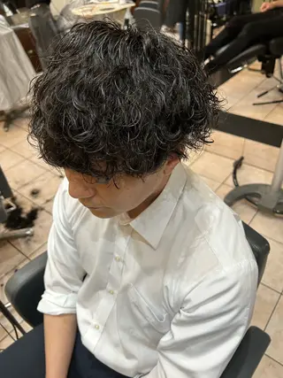 ミディアム パーマ メンズ 大阪/梅田/シャドウ パーマ/ノボリユウタのヘアスタイル