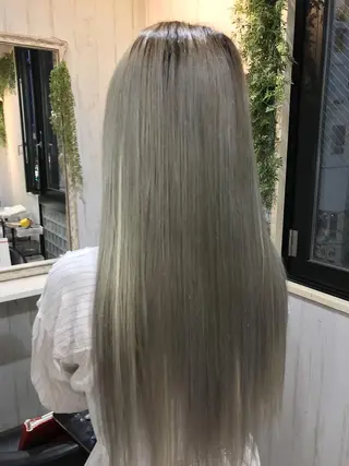 ロング カラー ヘアアレンジ チビ編み込みエクステ シールエクステのヘアスタイル