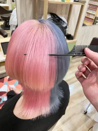 ミディアム カラー 🌈派手髪ハイトーン 🌈鈴木亮太🌈のヘアスタイル