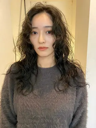 ロング パーマ 森貴裕/ベージュ/ パーマ/オリーブのヘアスタイル